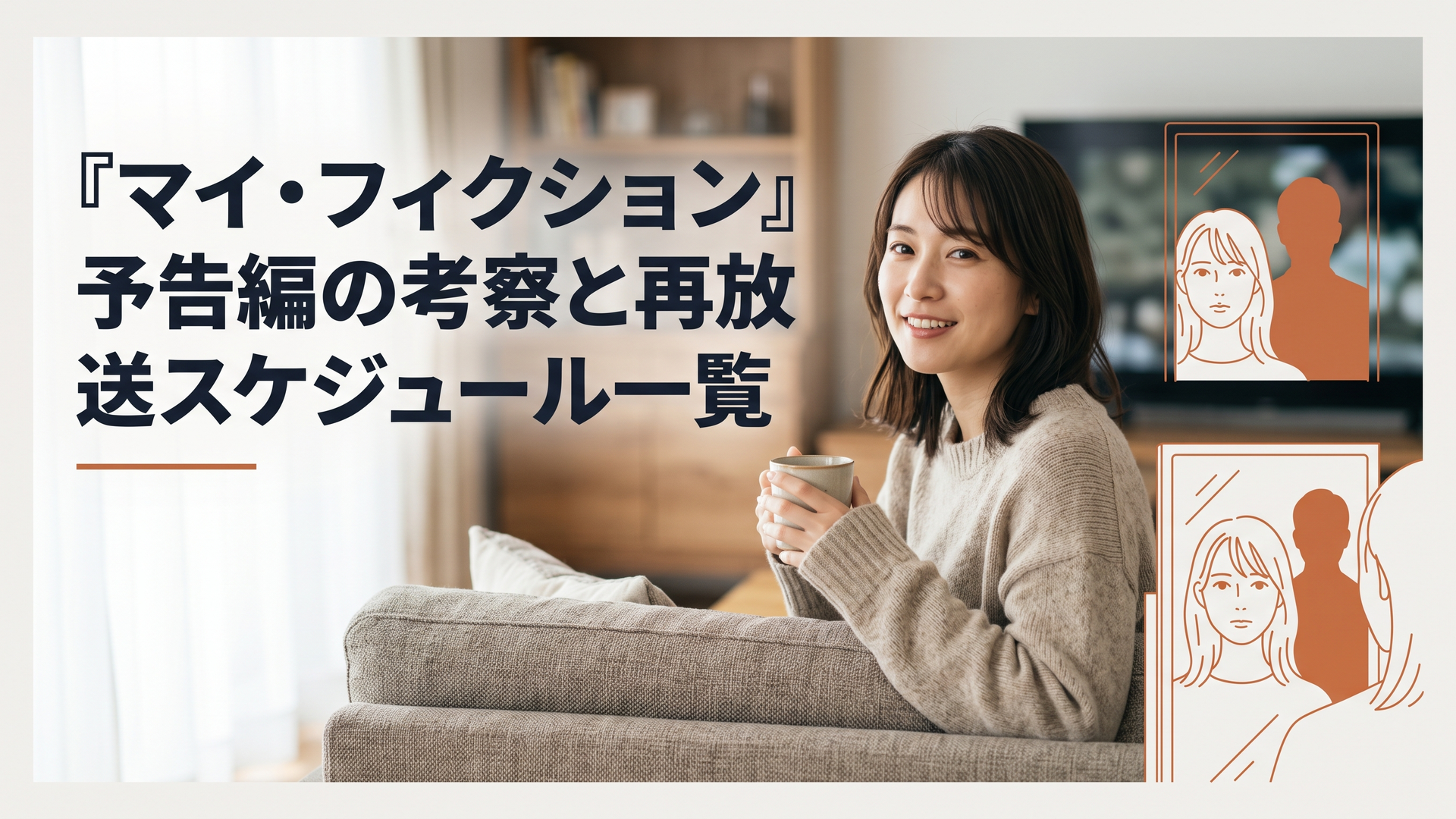 主人公が鏡の前で自分の顔を見つめ、背後に見知らぬ男の影が映り込んでいる不気味でミステリアスなシーン